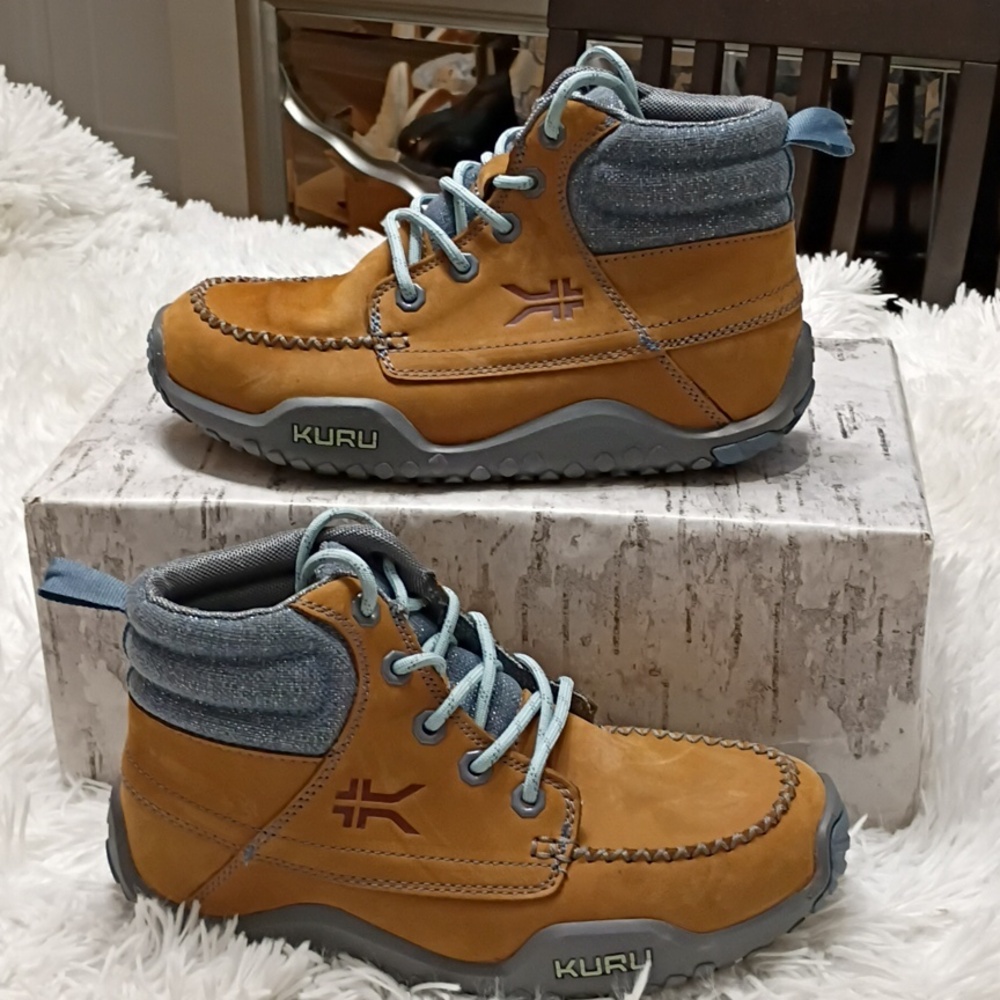 KURU Quest Women's Golden Wheat Blue Haze Hiking Boots Plantar Fascitis Support